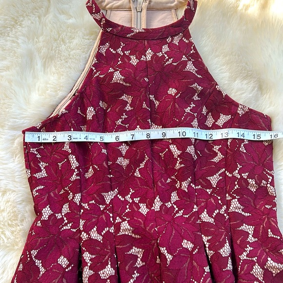Altar’d State Cranberry Brocade Floral Mini Holiday Dress Size M - Picture 9 of 10